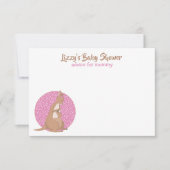 カンガルーベビーガールシャワー ピンク 招待状 (正面)