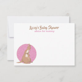 カンガルーベビーガールシャワー ピンク 招待状
