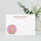 カンガルーベビーガールシャワー ピンク 招待状 (スタンド正面)