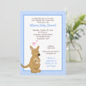 カンガルーボーイベビーシャワー招待状ブルー 招待状 (スタンド正面)