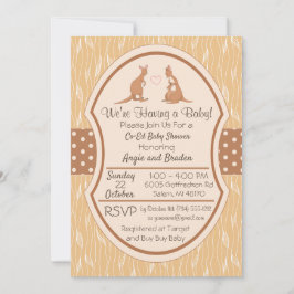 カンガルーユニセックスベイビーシャワー招待状男の子または女の子 招待状