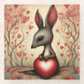 カンガルーラブ1 ガラスコースター (正面)