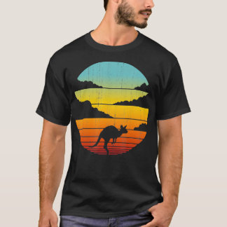 カンガルーレトロヴィンテージ60s 70sサンセット哺乳動物動物 tシャツ