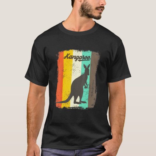 カンガルーレトロ70sヴィンテージかわいい動物 tシャツ (正面)