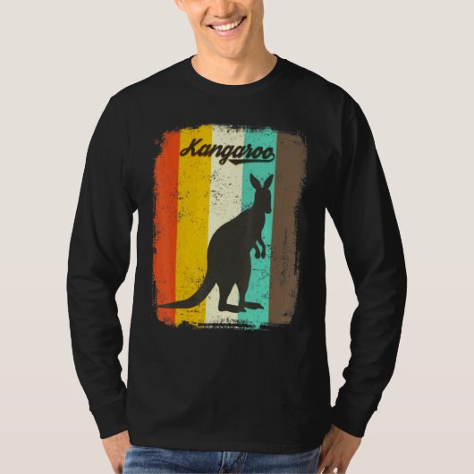 カンガルーレトロ70sヴィンテージかわいい動物 tシャツ (正面)