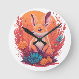 カンガルー愛好家 – カンガルーのアートワーク ラウンド壁時計