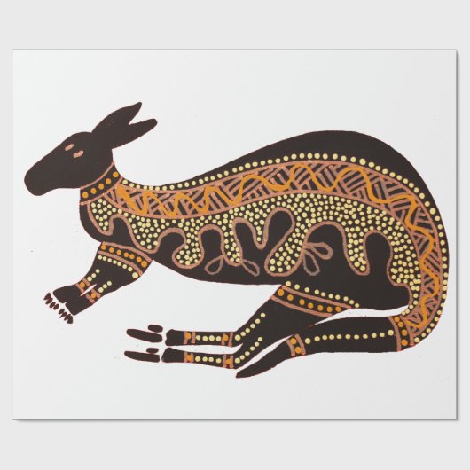 カンガルー独身のオンホワイトラッピング紙 ラッピングペーパー (フラット)