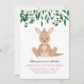 カンガルー誕生日パーティーへの招待 招待状 (正面)
