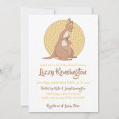 カンガルー赤ちゃんシャワーイエロー男女兼用 招待状 (正面)