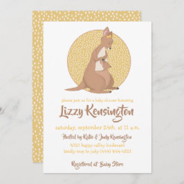カンガルー赤ちゃんシャワーイエロー男女兼用 招待状