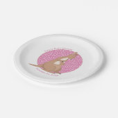 カンガルー赤ちゃん女の子シャワータンとピンクパターン ペーパープレート (アングル)