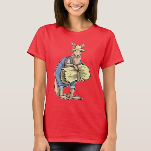 カンガルー農家のストロー Tシャツ (正面)