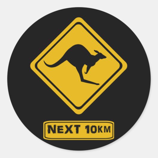 カンガルー道路標識 ラウンドシール (正面)