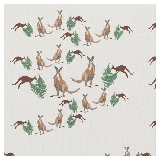 カンガルー野生動物アート ファブリック (クローズアップ)