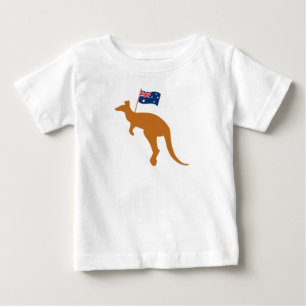 カンガルー·オーストラリア·フラッグ·ホワイト ベビーTシャツ