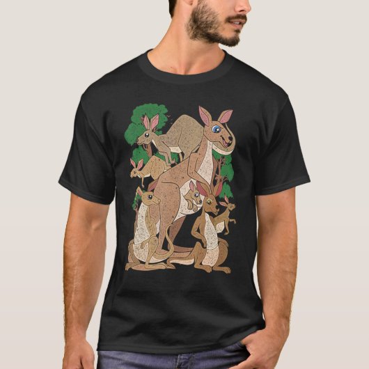 カンガルー オーストラリア 動物 木 オーストラリアの カンガルー Tシャツ (正面)