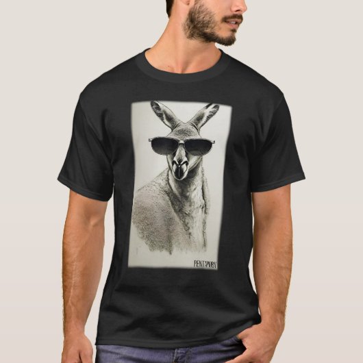 カンガルー サングラス 動物園 動物 自然 野生動物 オーストラリア Tシャツ (正面)