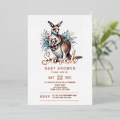 カンガルー ベイビー シャワー 箔招待状 (立ち正面)