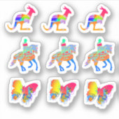 カンガルー、馬とライダー、バタフライシート シール (正面)