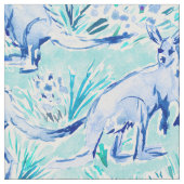 カンガルーKOURTの水の水彩画 ファブリック (クローズアップ)