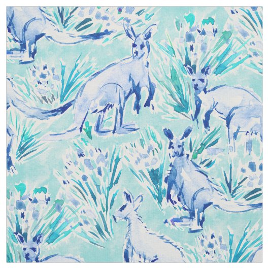 カンガルーKOURTの水の水彩画 ファブリック (見本)