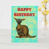 カンガロおもしろいーハッピーバースデーカード カード (黄色い花)
