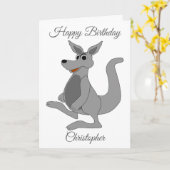 カンガロパーソナライズされたデザイン誕生日 カード (黄色い花)