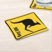 カンガロ警告標識 ペーパーコースター (アングル)