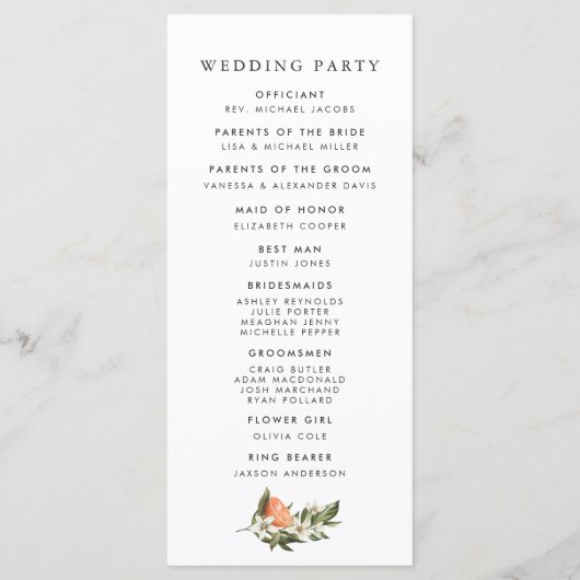 カンキエレガントツ園結婚の式典計画 プログラム (裏面)