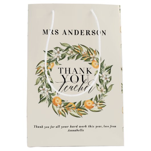 カンキ素朴ツオ感謝していレンジの植物先生m ミディアムペーパーバッグ (正面)