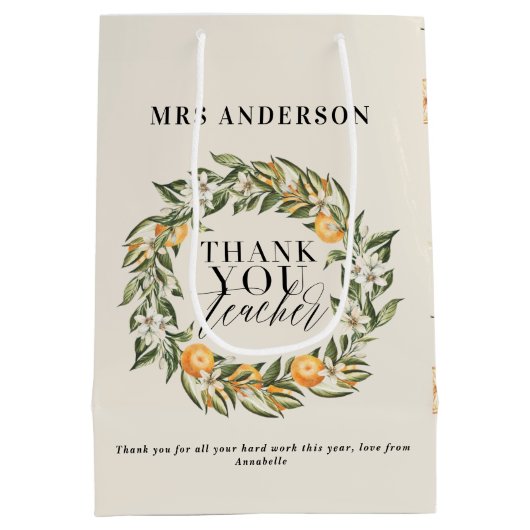 カンキ素朴ツオ感謝していレンジの植物先生m ミディアムペーパーバッグ (裏面)