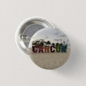 カンクンのサイン – Playa Delfines，メキシコボタン 缶バッジ (正面&裏面)