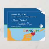 カンクンの荷物のラベルのセーブ・ザ・デート案内 セーブザデート (正面/裏面)