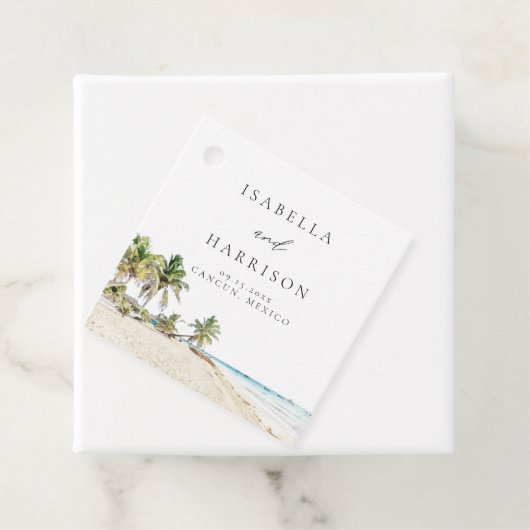 カンクンウォーターカラービーチパームツリーデスティネーション フェイバータグ (インサイチュ)