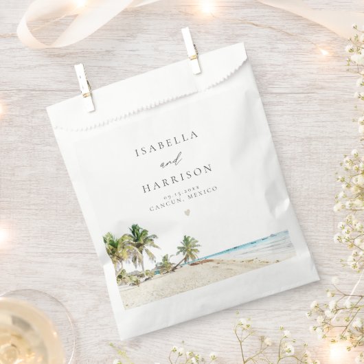 カンクンウォーターカラービーチパームツリーデスティネーション フェイバーバッグ (クリップ留めされた状態)