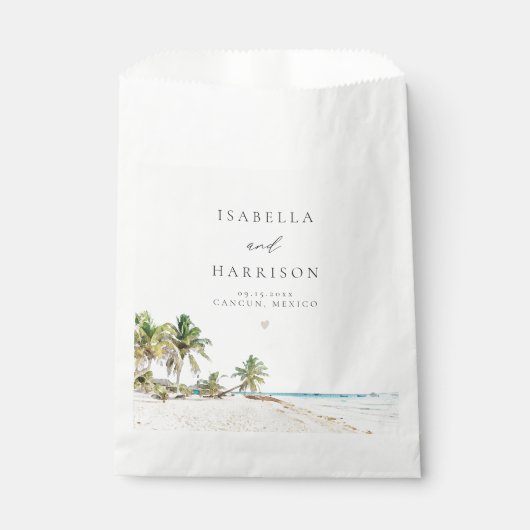 カンクンウォーターカラービーチパームツリーデスティネーション フェイバーバッグ (正面)