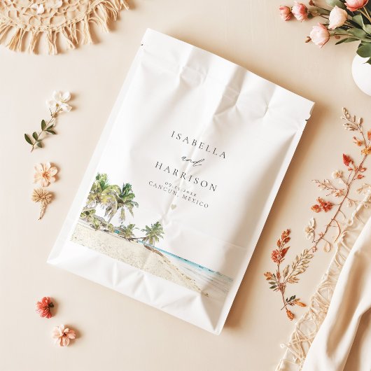 カンクンウォーターカラービーチパームツリーデスティネーション フェイバーバッグ