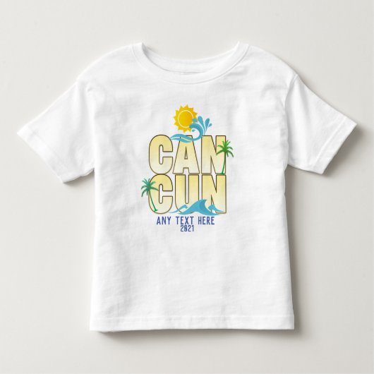 カンクンサマーバケーションビーチパームツカスタムリーズT-S トドラーTシャツ (正面)