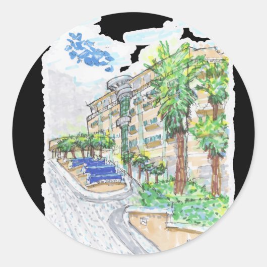 カンクンサントスファサードカラフル ラウンドシール (正面)