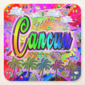 カンクンビスタコ表現アスター スクエアペーパーコースター (正面)