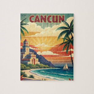 カンクンビーチメキシコヴィンテージトラベル ジグソーパズル