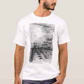 カンクンビーチ曇り黒白 Tシャツ (正面)