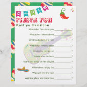 カンクンフィエスタメキシコの赤ちゃんシャワー質問ゲーム (正面/裏面)