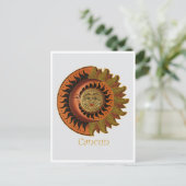 カンクンマヤの太陽と月のシンボル ポストカード (スタンド正面)