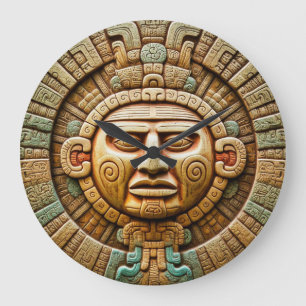 カンクンマヤンサンゴッドメキシコトラベル ラージ壁時計