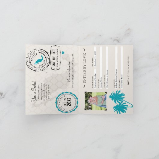 カンクンメキシコのパスポート日付を保存 案内状 (内部)