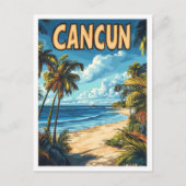 カンクンメキシコアートヴィンテージイラストレーション旅行 ポストカード (正面)