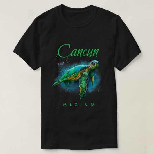 カンクンメキシコウォータカラーウミガメ354 Tシャツ (デザイン正面)