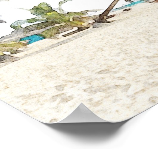 カンクンメキシコウォーター色ビーチ結婚式へようこそ ポスター (角)