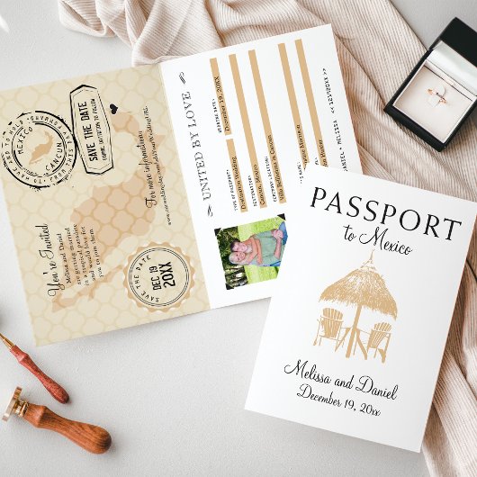 カンクンメキシコパスポートセーブ・ザ・デート案内 案内状